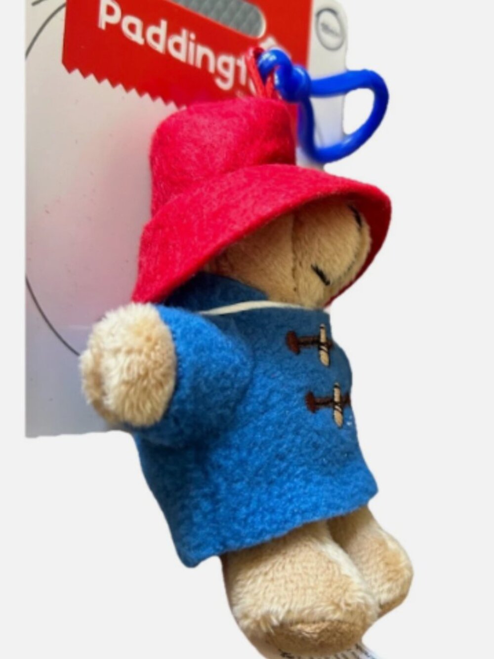2 Pack x Bear Paddington Red Blue Plush Key Fob KeyChain Purse Bag Charm Holder - Picture 3 of 3